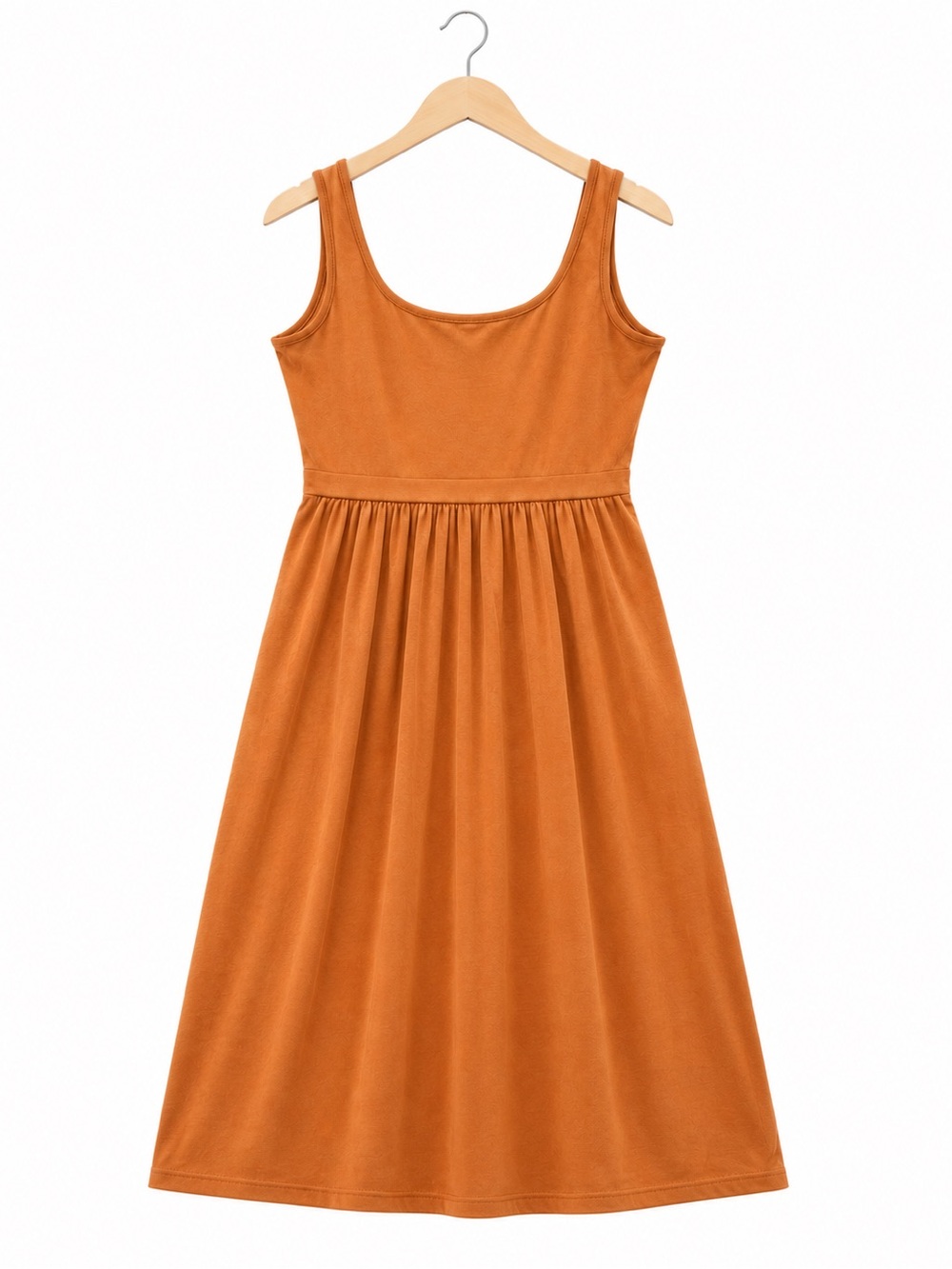 Daily Ritual Burnt Orange Empire Waist Midi Dress M minimalist earth-tone comfy